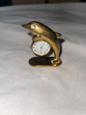 Vintage Small Sized Gold-Plated Dophine Clock Antique Collectors Item picture