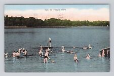 Postcard Minocqua Wisconsin Swimming Lake 'Fun to Frolic here' picture