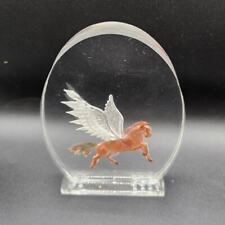 Vintage Y2K 1990s Acrylic Unicorn Paperweight Figurine Clear Pegasus Wings picture