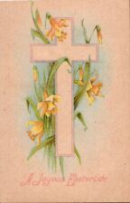 Postcard, Antique Postcard A Joyous Eastertide Cross Daffodil, c1910 picture