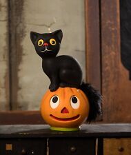Bethany Lowe Vintage Seated Cat on Pumpkin New Halloween 2024 picture