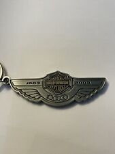 Harley Davidson 100th 2003 Anniversary Ring Fob Keychain Pewter 100 Years 2-tone picture
