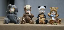 (4) Adorable Babies in Animal Costumes Elephant Monkey Tiger Panda Resin picture