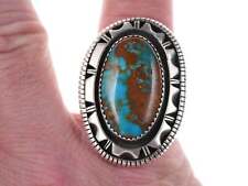 sz7 Large High Grade Nevada Turquoise Native American Sterling ring picture