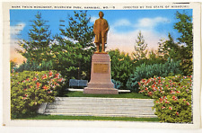 Mark Twain Monument, Linen Postcard, Riverview Park, Hannibal, Mo. Posted, picture