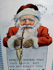 Santa Smoking Long Pipe Christmas Postcard Original Vintage Barton Spooner 1913 picture
