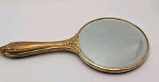 Antique Decorative Hand Mirror Ornate Victorian Style Early 1900s Brass picture