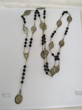 RARE ANTIQUE 19TH CENTURY ROSARY WAY OF THE CROSS 14 STATIONS OF CHRIST 14 MEDALS picture