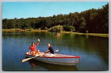 Henryville Pennsylvania Lodge & Cabanas Rowing Boating Scenic Chrome Postcard picture