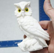 Vintage Horned Owl White Alabaster Salt Stone Carved Italy picture