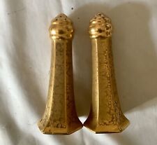 Vintage Pickard Gold Encrusted Floral Salt and Pepper Shakers picture