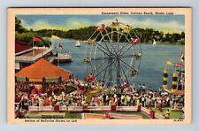 Shafer Lake IN-Indiana, Amusement Rides, Indiana Beach, Vintage Postcard picture