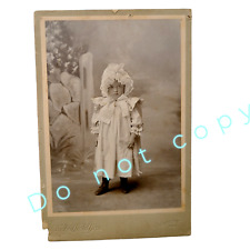 AMAZING Antique Child Bonnet Westerly RI Scholfield Bros Cabinet card Vtg Photo picture