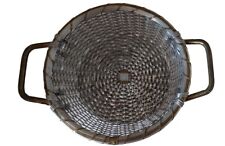 Vintage Metal Woven Aluminum & Brass Serving Round Handled Basket 10