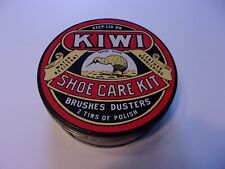 Vintage Kiwi Shoe Care Kit --7-inch Tin-- With 4 Horsehair Mixture Brushes picture