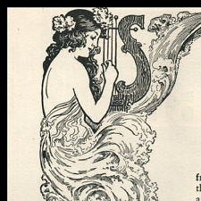 1905 Steinway Piano Lovely Girl Playing Harp Zither Art Nouveau Gown Frame 8591 picture