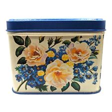 Vintage Tin Potpourri Press Floral Flowers Blue Lid Sping Country Cottagecore picture