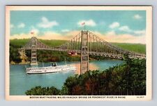 ME-Maine, Boston Boat Passing Waldo Hancock Bridge, Antique, Vintage Postcard picture