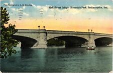 30th Str Bridge Riverside Park Indianapolis IN Divided Postcard 1910s picture