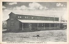 Knights of Columbus Hall Camp Greene Charlotte North Carolina NC c1918 Postcard picture