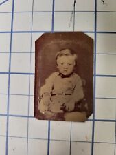 Antique TIN Type 1800's Photo Baby With Boots On Small 2x1.5 Inch  X3 picture