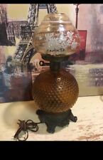 VINTAGE AMBER GLASS LAMP picture