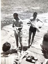 Vtg Photo 1940s Fit Shirtless Muscular Men Toweling Off Gay Int Shirtless picture