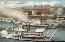 St Louis MO Steamboat SPREAD EAGLE boat landing c1910 vintage postcard picture