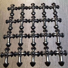 Wholesale 20PCS Natural Black Obsidian Carved Cross Pendant Necklace Jesus Gift picture
