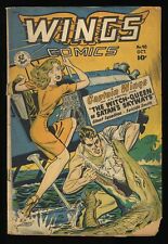 Wings comics #98 GD- 1.8 Bob Lubbers Cover Alligator Attack Fiction House 1948 picture