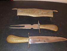 Vintage Handcrafted Carving Set Knife & Fork Stainless Steel. Made In India picture