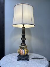 Vintage Glass/Brass Table Lamp 3 way switch - GIM 3083-1967 With 8”base 31” Tall picture