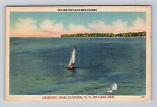 Dunkirk NY-New York, Sailing Off Lake Erie Shores, Antique, Vintage Postcard picture