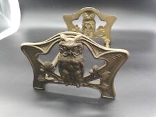 Metalware Auction Bradley & Hubbard ? Art Nouveau Owl Adjustable Bookends picture