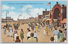 Postcard Atlantic City New Jersey The World Famous Boardwalk Posted 1945 picture