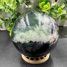 545g Natural Feather Fluorite Quartz Sphere Crystal Energy Ball Reiki Gem Decor  picture