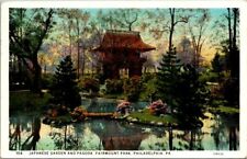 Japanese garden and pagoda Fairmont park Philadelphia PA White border Postcard picture