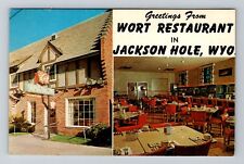 Jackson Hole WY-Wyoming, Wort Restaurant, Advertising, Vintage Postcard picture
