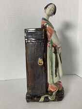 Vintage Glazed Ceramic Asian Woman Statue Figure Made In China 13in picture