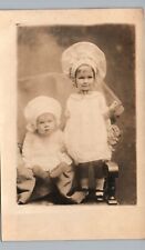LITTLE GIRLS UNUSUAL HATS c1910 springfield mo real photo postcard rppc portrait picture