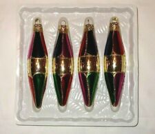 Vtg Bradford Christmas Bold Colors Fluted Ornaments Set Of 4 picture