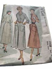 McCall  Vintage Printed Pattern 1949 Uncut Shirtwaist Sz 14 Large Front Pockets picture