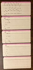 Lot Of 5  Vintage IBM style 80 Column Punched Cards - Kelly 5081 Pink Print Band picture