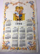 Vintage 1986 Tea Towel Calendar HAPPINESS IS Linen 24
