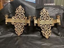 Syroco 1969 Pair Double Candle Wall Sconces #4070 Gold picture