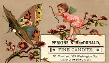 c1880 PERKINS & MacDONALD FINE CANDIES BOSTON MA VICTORIAN TRADE CARD Z1113 picture