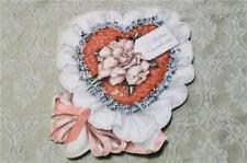 VINTAGE 1947 VALENTINE GREETING CARD AMERICAN GREETINGS HEARTS PINK RIBBON ROSE+ picture
