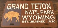 Grand Teton National Park Booster License Plate Wyoming Bison Buffalo picture
