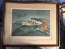 Spanish American War. Large Chromolithograph of USS Brooklyn and New York underw picture
