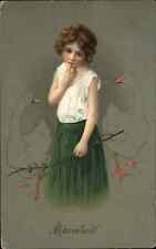Ganseliesl Goose Girl Beautiful Little Girl with Geese c1910 Vintage Postcard picture